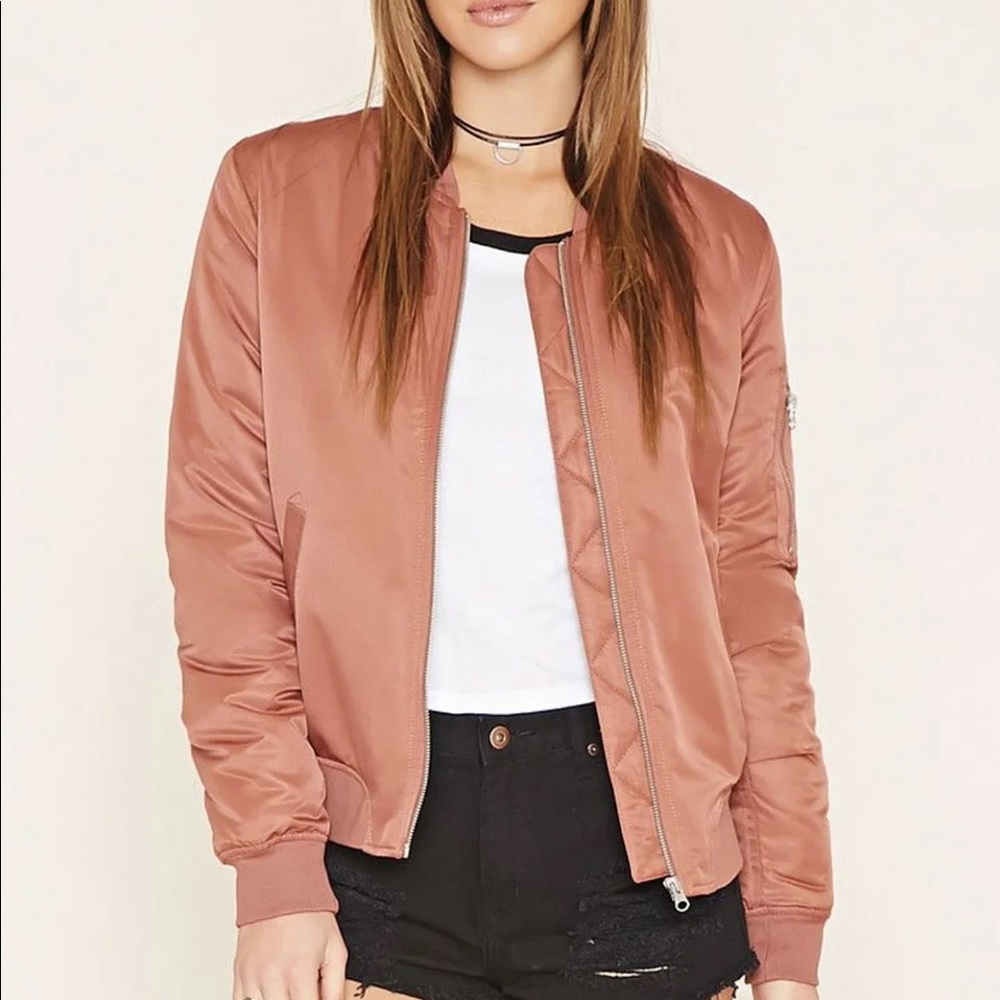 Forever 21 || Pink Satin Bomber Jacket